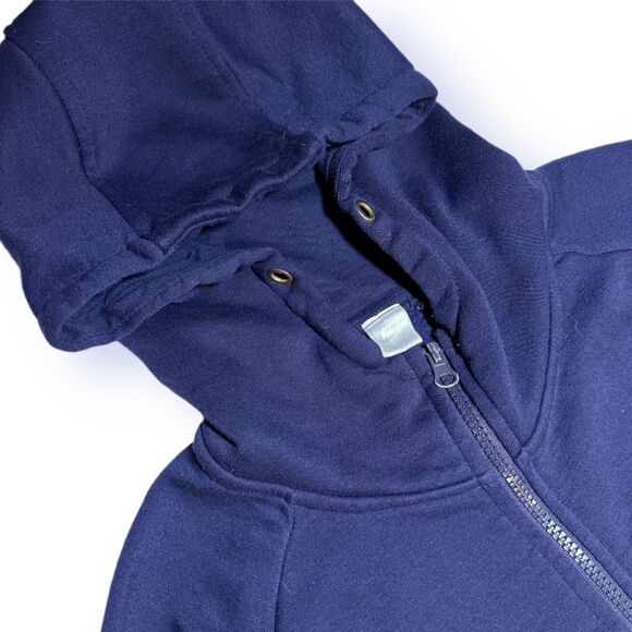 VTG 80s 90s Nike Big Swoosh Full Zip Hoodie Navy White Unisex S-M Colorblock - Picture 11 of 13